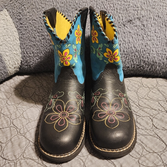Ariat Big Girls Size 5 Colorful Floral Cowboy Boots - Picture 5 of 16